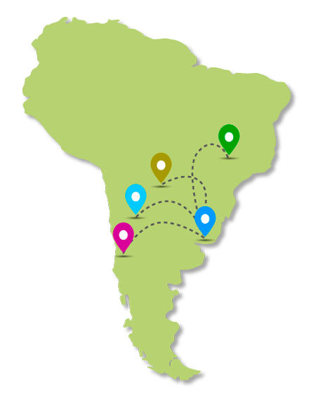 Mapa de distribución en Sudamérica